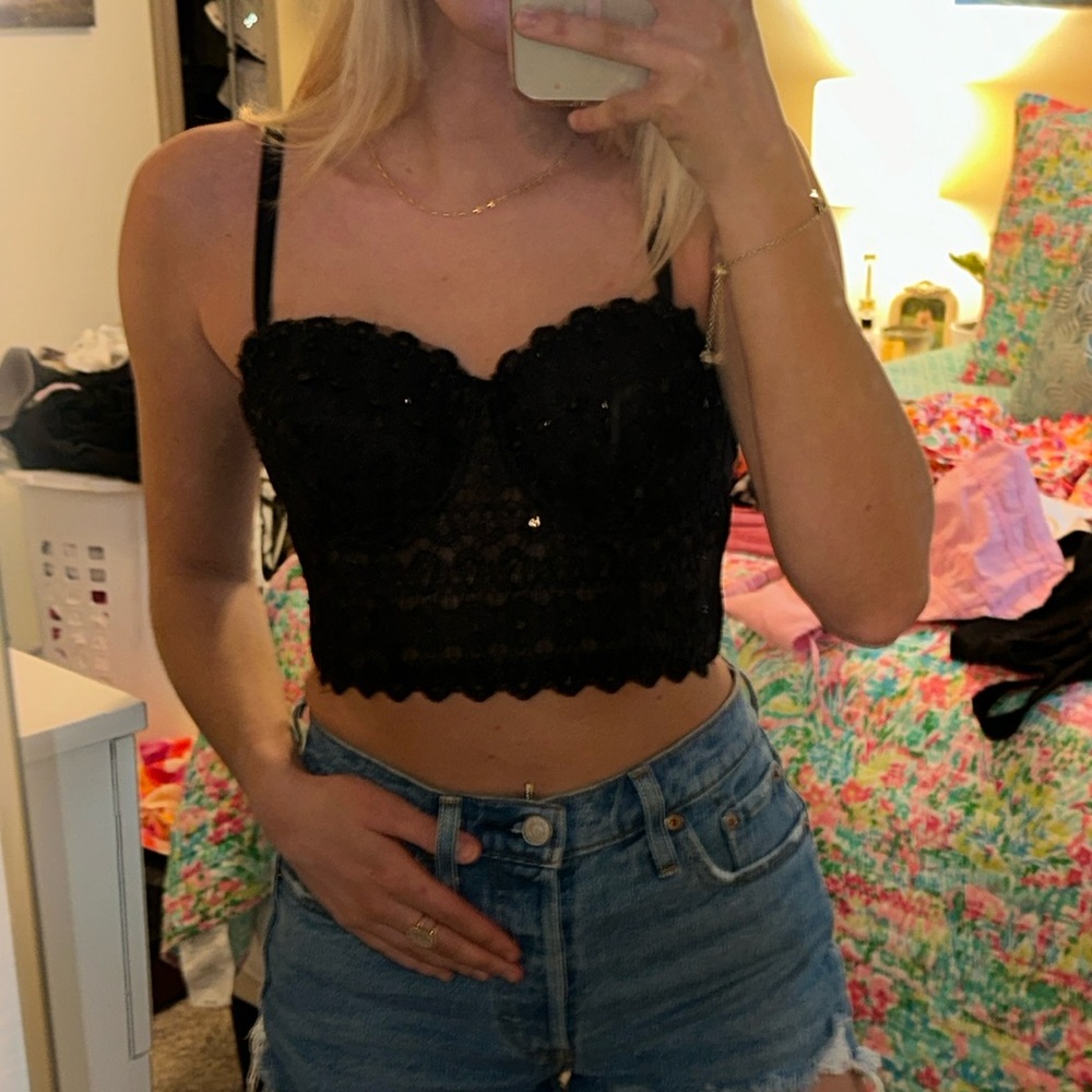 Windsor cropped sequin top